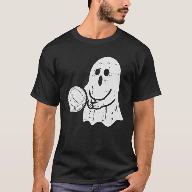 Ghost Playing Volleyball Funny Halloween Kostüm T-Shirt (Vorderseite)