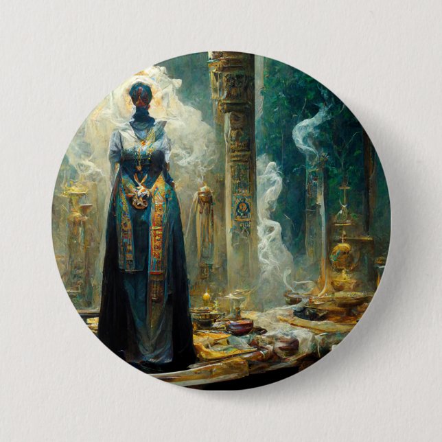 Ghost Priestess Fantasy Button (Vorderseite)