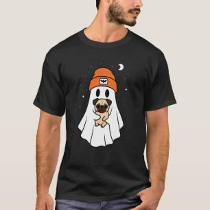 Ghost Pug Tierliebhaber Halloween Beanie Hut Mama T-Shirt