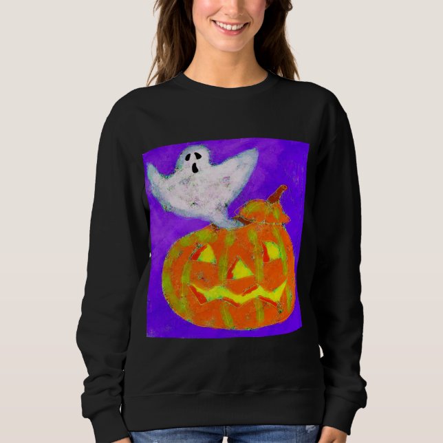 Ghost Pumpkin Abstrakte Halloween Art to Wear Sweatshirt (Vorderseite)