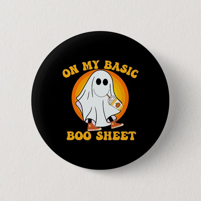 Ghost Pumpkin Gewürz Latte Fall Vibe Halloween Fun Button (Vorderseite)