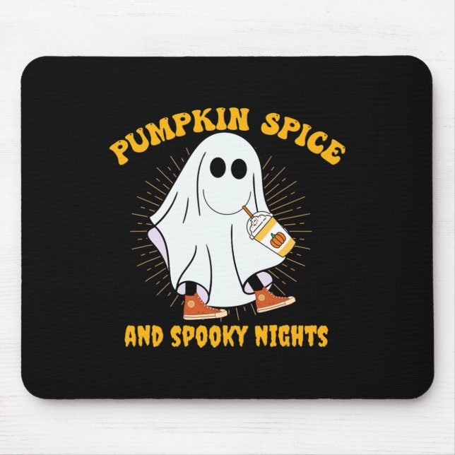 Ghost Pumpkin Gewürz Latte Fall Vibe Halloween Spo Mousepad (Vorne)