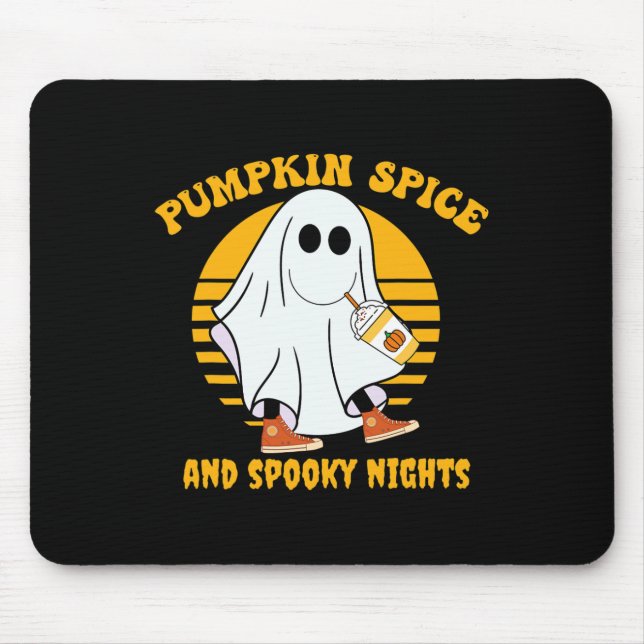 Ghost Pumpkin Gewürz Latte Fall Vibe Halloween Spo Mousepad (Vorne)