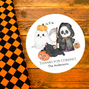 Ghost Pumpkin Grim Sensenmann Niedlich Black Cat H Runder Aufkleber