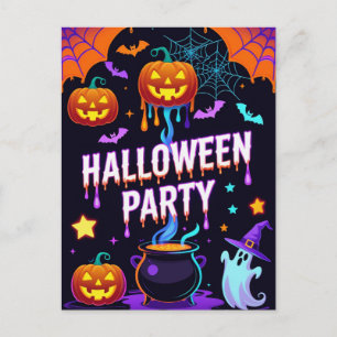 Ghost & Pumpkin Halloween-Party-Einladung Postkarte