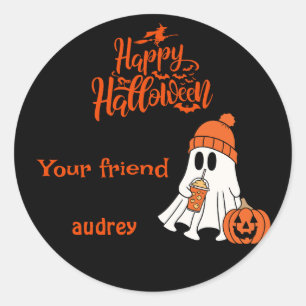 Ghost Pumpkin Happy Halloween Boo Personalisiert Runder Aufkleber