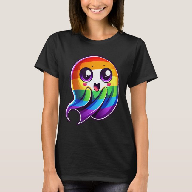Ghost Rainbow Gay Pride Funny T-Shirt (Vorderseite)