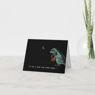Ghost Rat on WIndy Halloween Night Note Card Karte