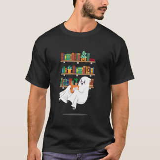 Ghost Reading Book Librarian Bookworm Lehrer Boo T-Shirt