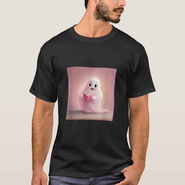 Ghost Reading Book Lover Library T-Shirt (Vorderseite)