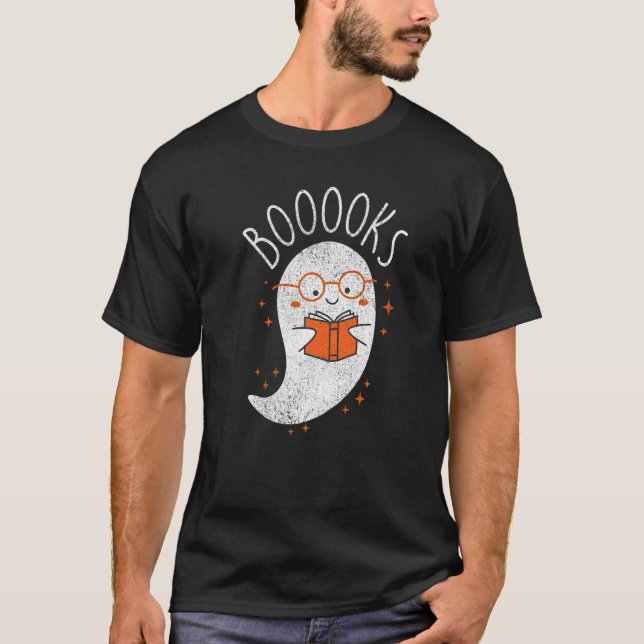 Ghost Reading Book Nerd Bibliothekar Buchwurm R T-Shirt (Vorderseite)