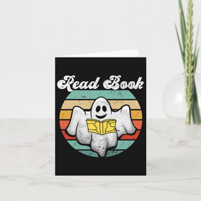 Ghost Reading Book Vintag Karte (Vorderseite)