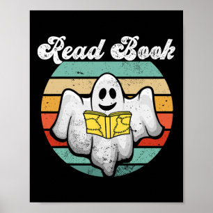 Ghost Reading Book Vintag Poster