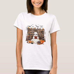 Ghost Reading Books Booker Halloween-Kosten für Le T-Shirt