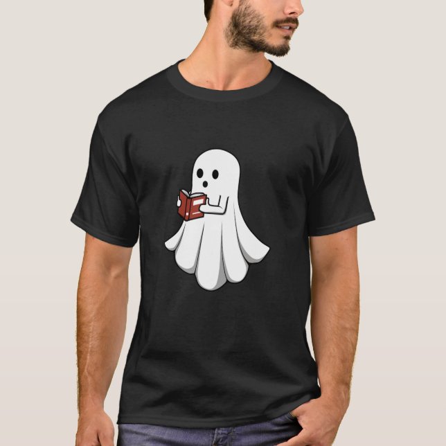 Ghost Reading Books Literate Student T-Shirt (Vorderseite)