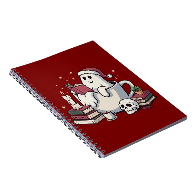 Ghost Reading Books Weihnachtslehrer Bookworm Notizblock (Rechte Seite)
