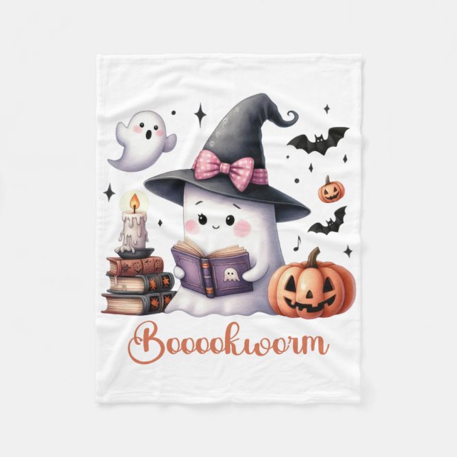 Ghost Reading Buch Coquette Bow Halloween Mädchen  Fleecedecke (Vorderseite)
