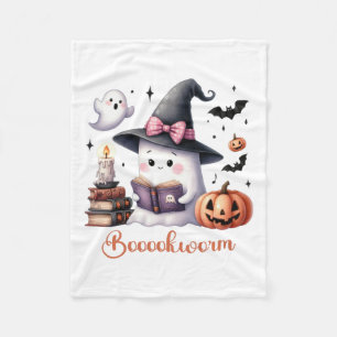 Ghost Reading Buch Coquette Bow Halloween Mädchen  Fleecedecke