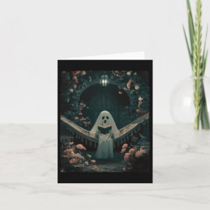 Ghost Reading Buch in einem Hammock Halloween Buch Karte