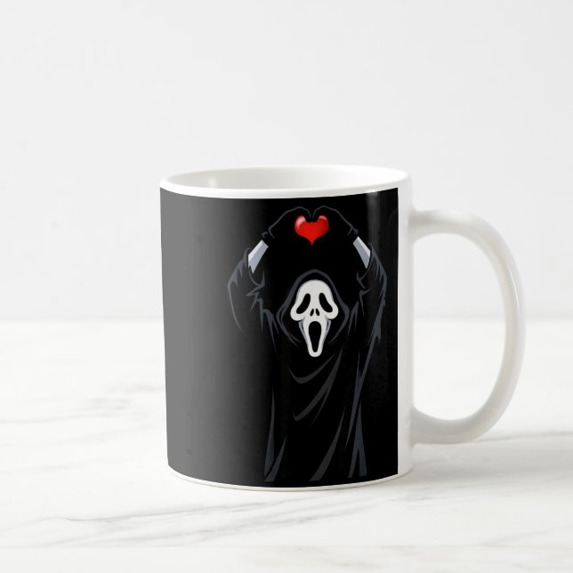 Ghost Red Heart Hands Y Face Halloween Valentines  Kaffeetasse (Rechts)