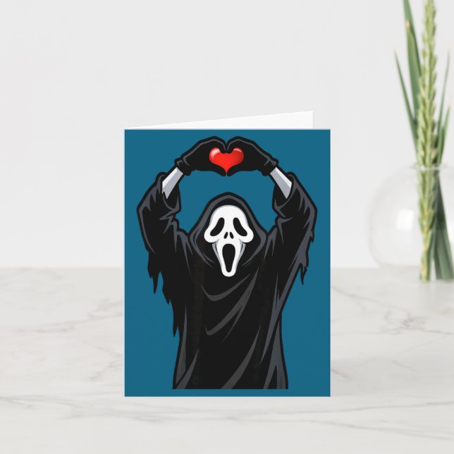 Ghost Red Heart Hands Y Face Halloween Valentines  Karte (Vorderseite)