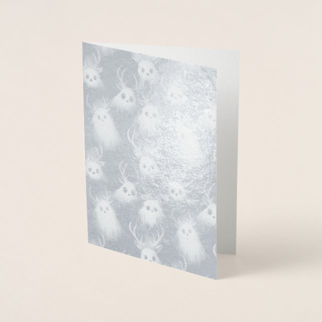 Ghost Reindeer - Eine Spooky Goth Weihnachtskarte Folienkarte (Vorderseite)