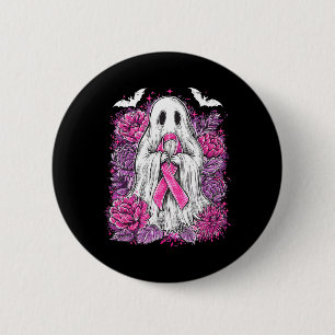 Ghost Ribbon Breast Cancer Awareness Halloween Flo Button