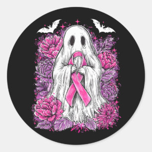 Ghost Ribbon Breast Cancer Awareness Halloween Flo Runder Aufkleber