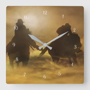 Ghost Riders Cowboy Quadratische Wanduhr