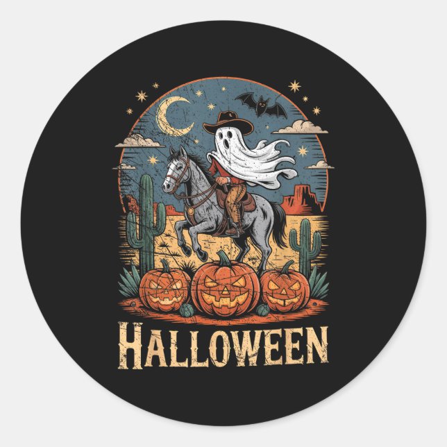 Ghost Riding Horse Halloween Season  Runder Aufkleber (Vorderseite)