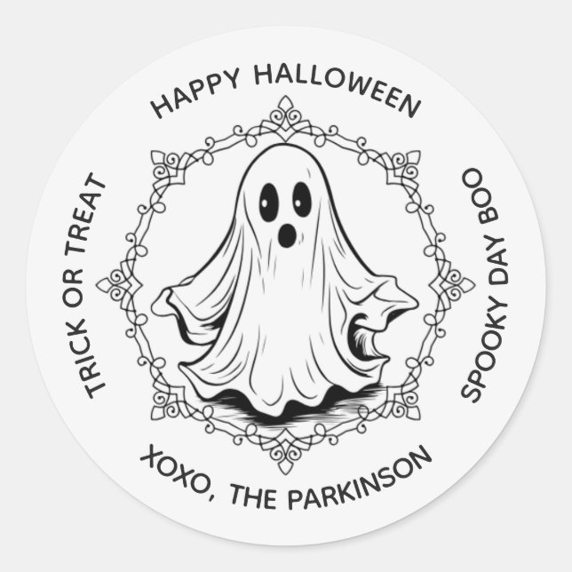 Ghost Round Sticker - Happy Halloween (Vorderseite)