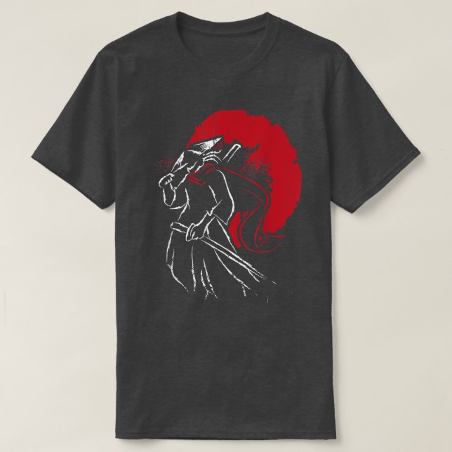 Ghost Samurai Maske Warrior Samurai Schwerter Bush T-Shirt (Design vorne)