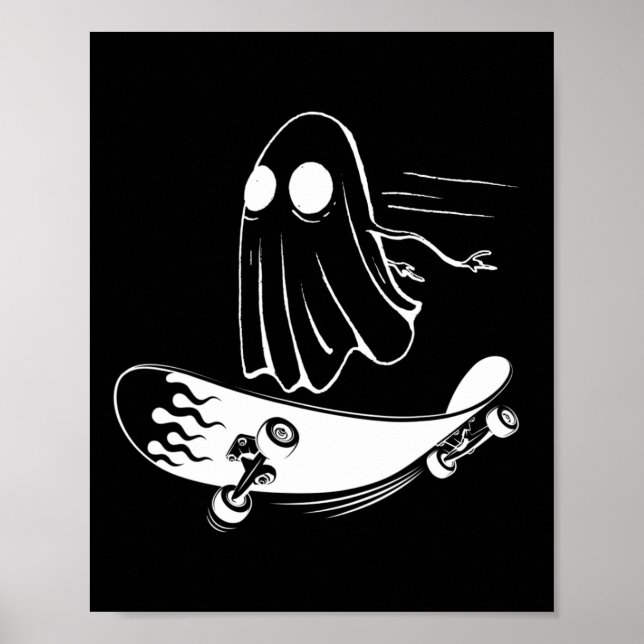 Ghost Skateboard Funny Skateboarding Lazy Hallowee Poster (Vorne)