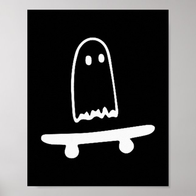 Ghost Skateboard Lazy Halloween Costume Funny Skat Poster (Vorne)
