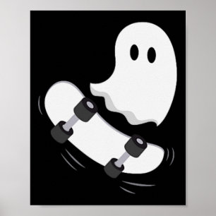 Ghost Skateboard Lazy Halloween Kostüm Spaß Skateb Poster