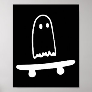 Ghost Skateboard Lazy Halloween Kostüm Spaß Skateb Poster