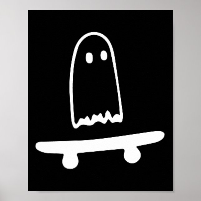 Ghost Skateboard Lazy Halloween Kostüm Spaß Skateb Poster (Vorne)
