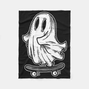 Ghost Skateboarder Blackwork Fleecedecke