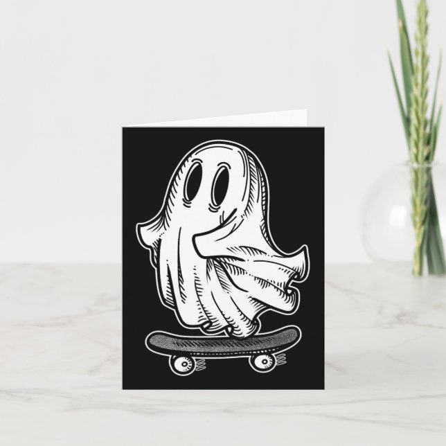 Ghost Skateboarder Blackwork Karte (Vorderseite)