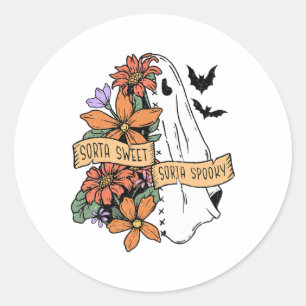 Ghost Sorta Sweet Sorta Spooky Floral Runder Aufkleber