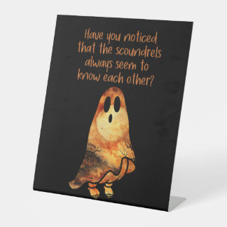 Ghost Spaß Halloween Funny ernsthafte Fragen Sockelschild