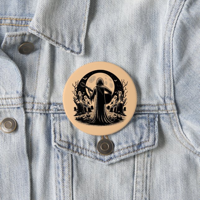 Ghost spielte Gitarre im Friedhof, dunkle Kunst Button (Beispiel)