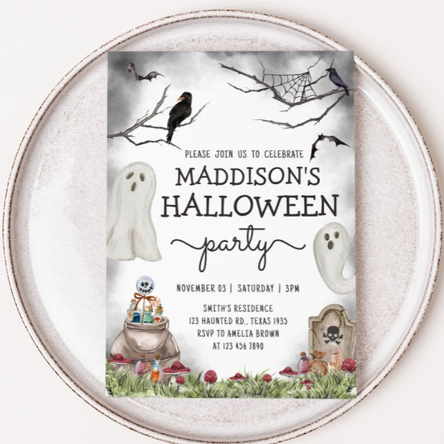 Ghost Spooky Halloween Geburtstagsparty Einladung (Spooky Ghost Halloween Party)