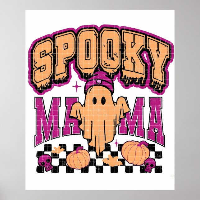 Ghost Spooky Mama Retro Halloween Vintages Design Poster (Vorne)