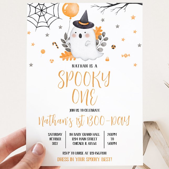 Ghost Spooky One Halloween Geburtstag Einladung (Von Creator hochgeladen)