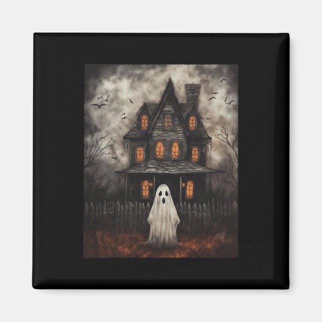 Ghost Spuk House Mitternacht Halloween Ghost Spook Magnet (Vorne)