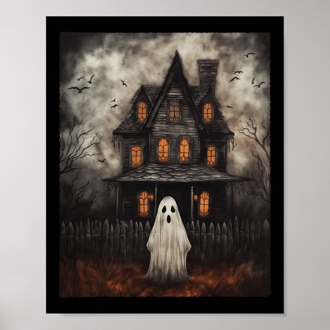 Ghost Spuk House Mitternacht Halloween Ghost Spook Poster (Vorne)