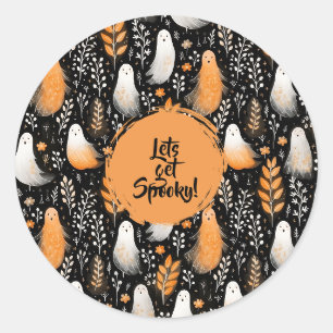 Ghost spukhaft niedliche Halloween-Orange Runder Aufkleber