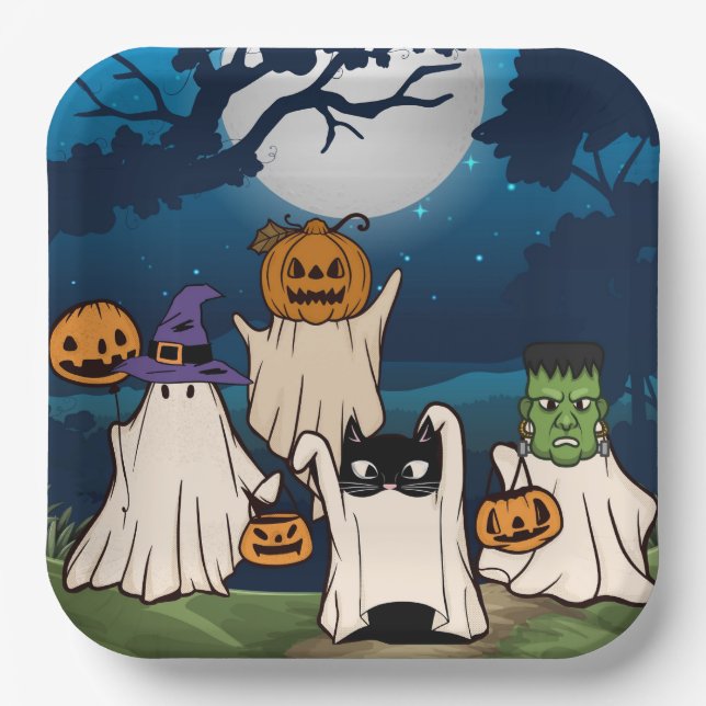 Ghost Trick-or-Treaters Paper-Teller Pappteller (Vorderseite)
