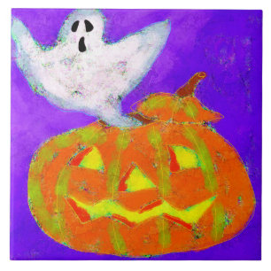 Ghost und Pumpkin Abstrakte Halloween Art Fliese